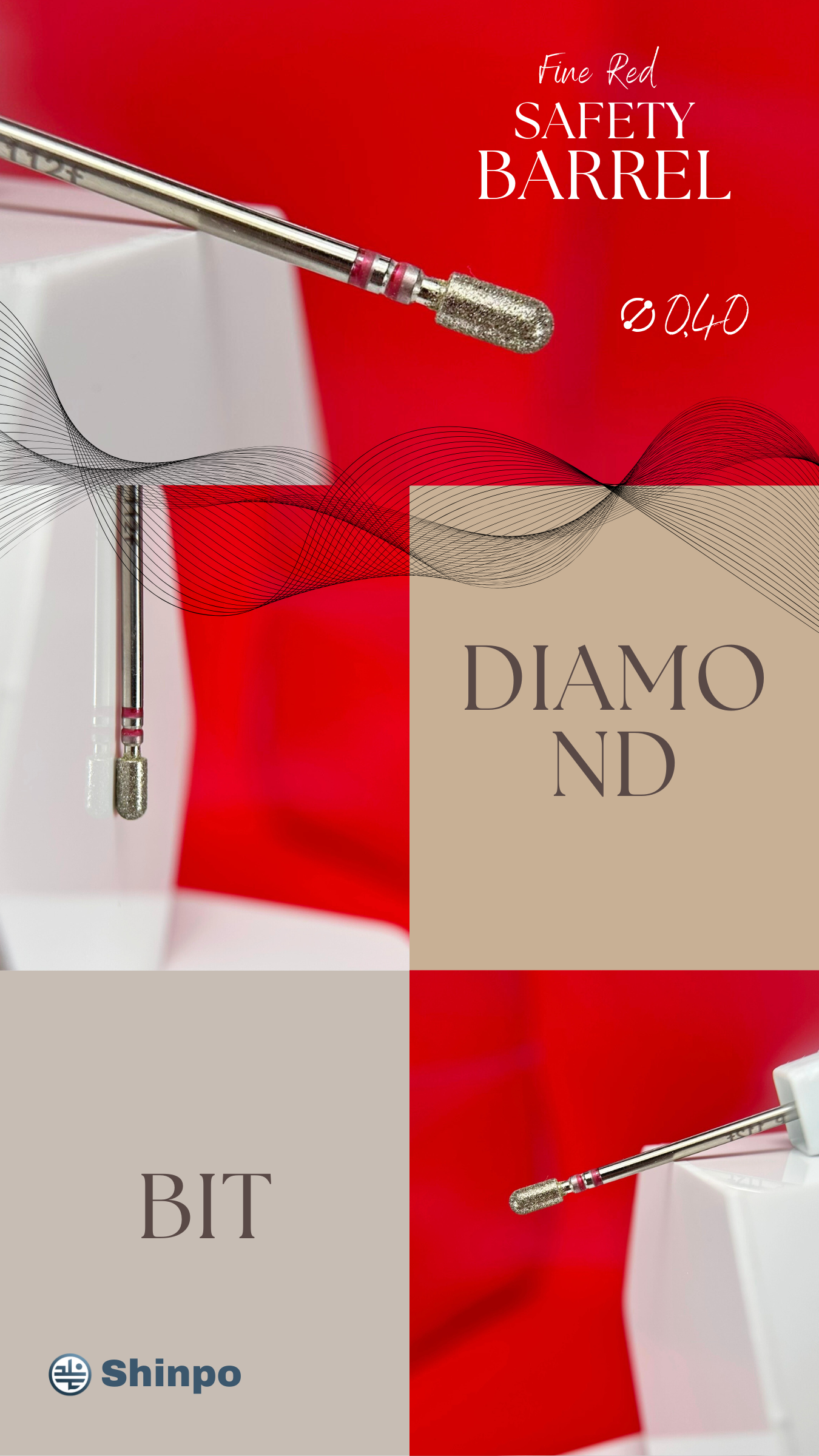DiamondBitSfBarrelE-FileNailDrillBitD-040-RedFineGrit