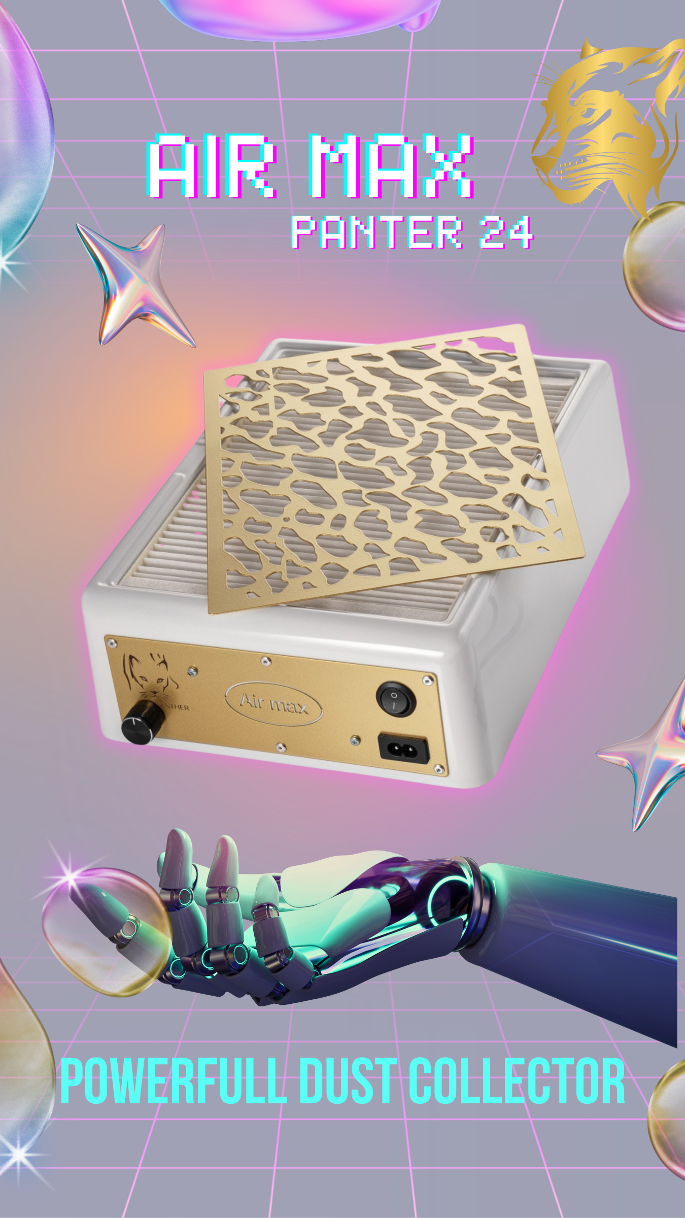 Nail Vacuum Dust Collector Panter'24 Air MAX (gold) – Nail Ceremony Nail Vacuum Dust Collector Panter'24 Air MAX (gold) – Nail Ceremony