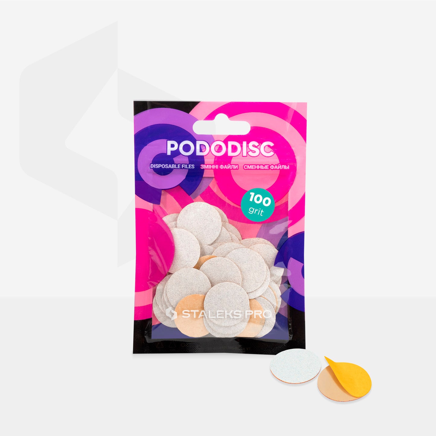 PDF-20-100w White refill pads for pedicure disc PODODISC STALEKS PRO M 100 grit (50 pc)