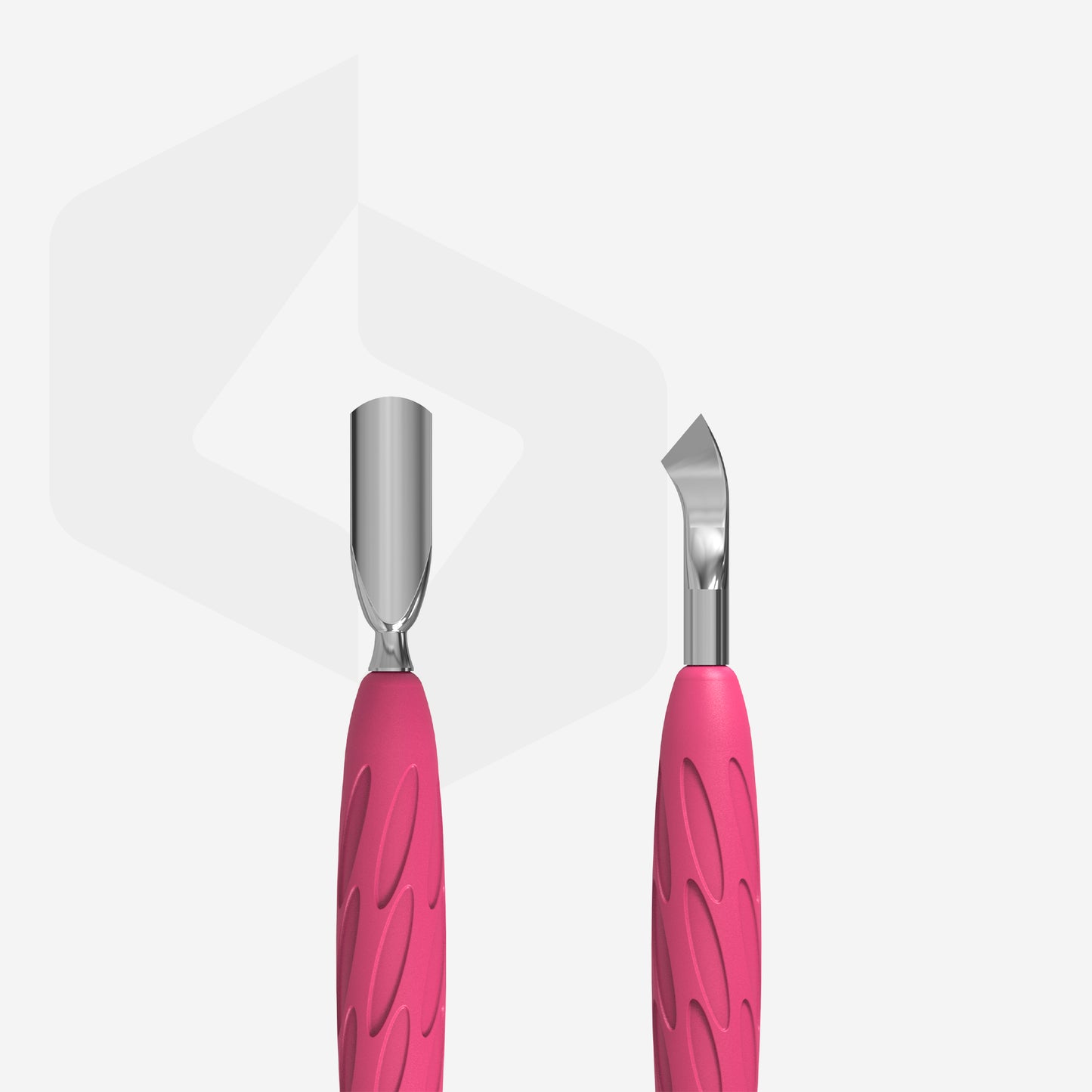 PQ-10/4.2 Manicure pusher Gummy with silicone handle UNIQ 10 TYPE 4.2 (rounded narrow pusher and bent blade)