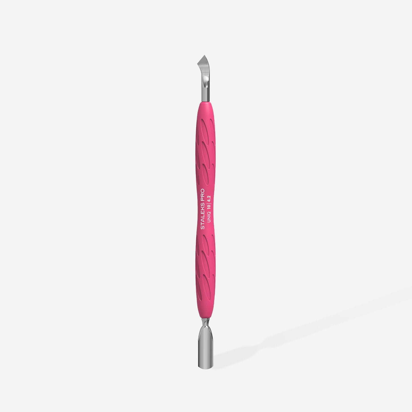 PQ-10/4.2 Manicure pusher Gummy with silicone handle UNIQ 10 TYPE 4.2 (rounded narrow pusher and bent blade)