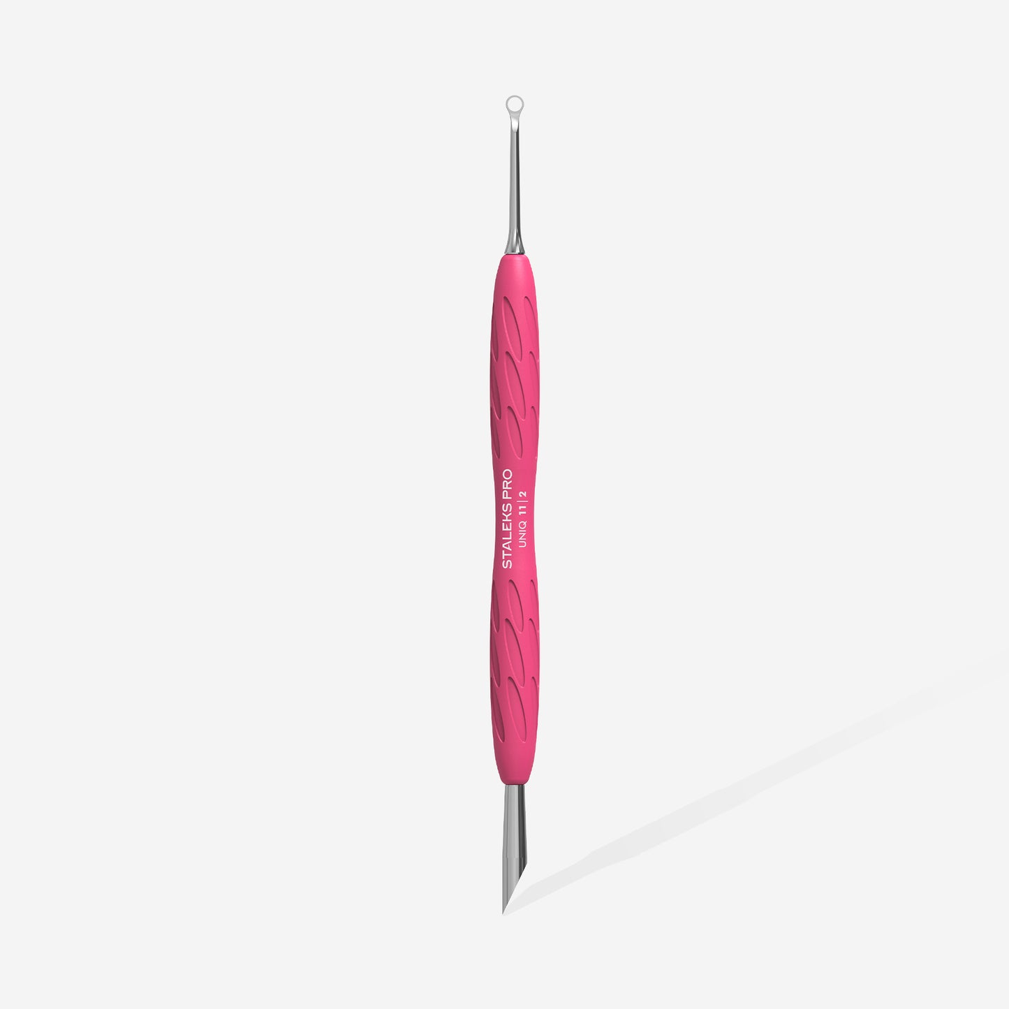 PQ-11/2 Manicure pusher Gummy with silicone handle UNIQ 11 TYPE 2 (beveled and loop pusher)