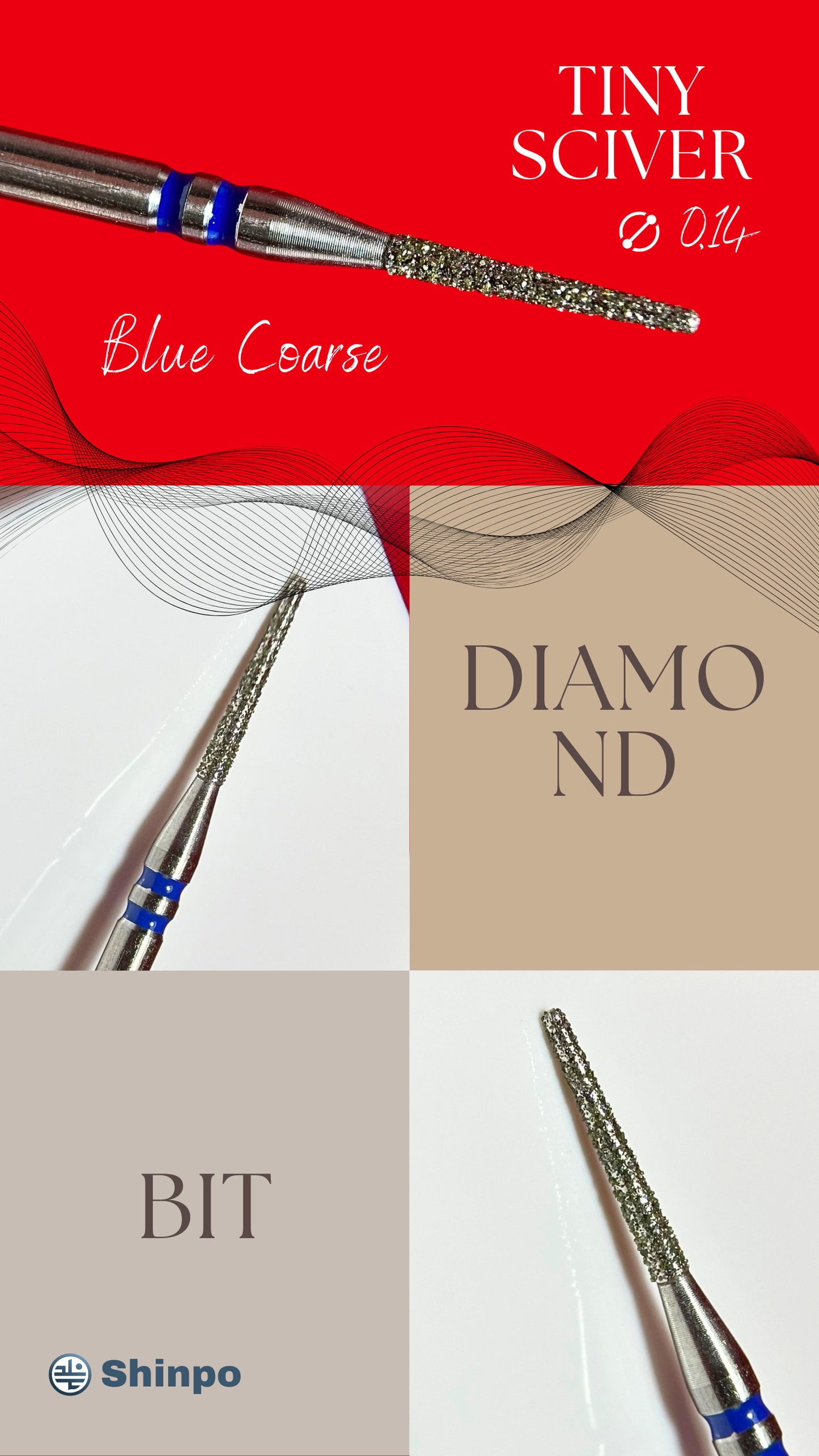 Tiny Sciver Ø0.14 mm | E-File Diamond Nail Drill Bit | Blue Coarse Grit