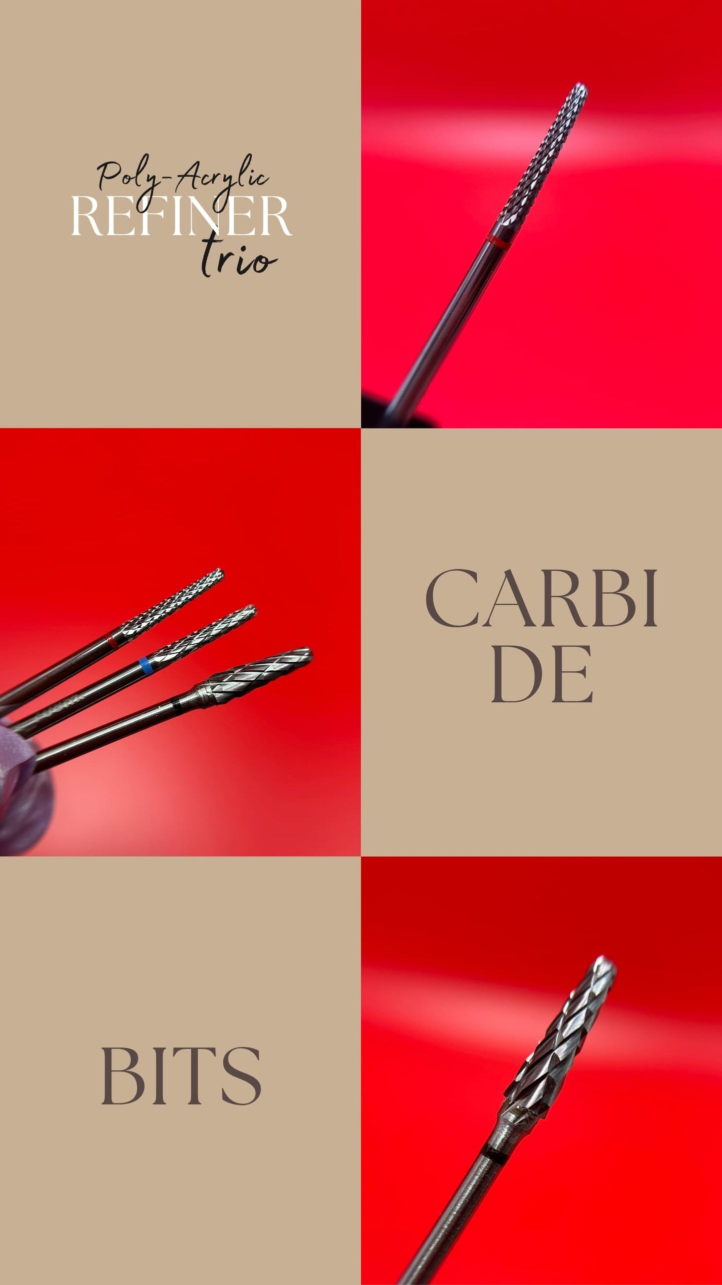 Poly-Acrylic Refiner Bundle | Carbide Nail Drill Bit - Remove Acrylic Hard Gel, Refine Under Nail