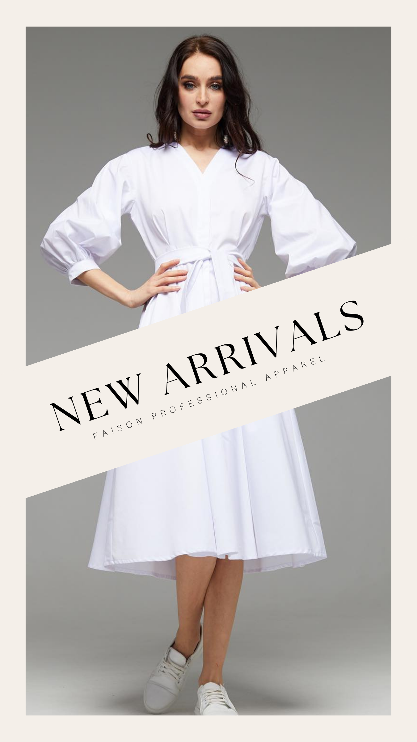 Stylish Medical Scrub White Whisper Wellness Dress