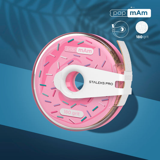 ATC-180w Disposable white abrasive tape papmAm EXPERT 180 grit in a plastic case