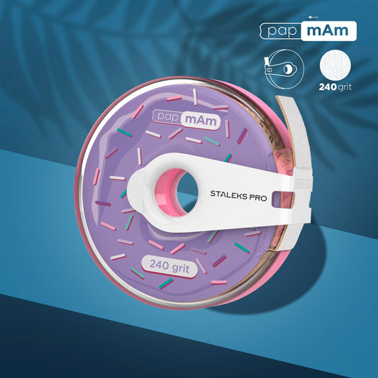ATC-240w Disposable white abrasive tape papmAm EXPERT 240 grit in a plastic case