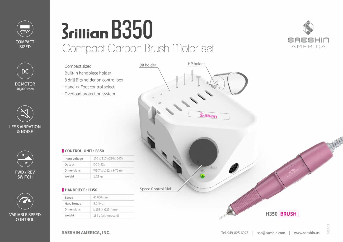 STRONG BRILLIAN B350/H350 (ROSE HANDPIECE) 35.000 RPM SET (3/32″)