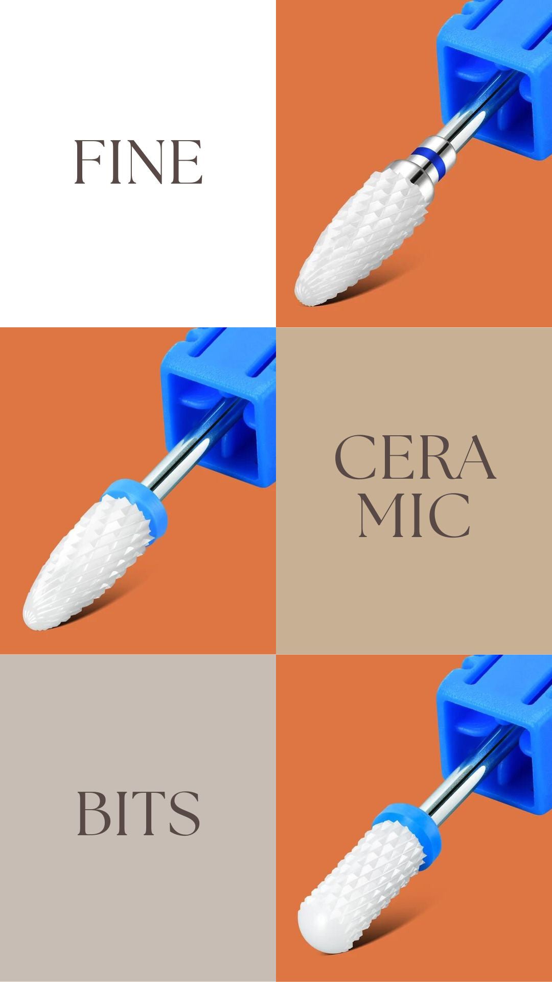 Carbide Ceramic Fine Bits For UV Gel Acrylic Removal