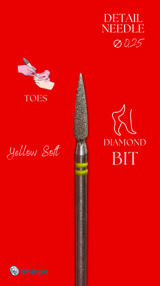 Detail Needle Ø0.25 mm | E-File Diamond Nail Drill Bit | Yellow Soft Grit