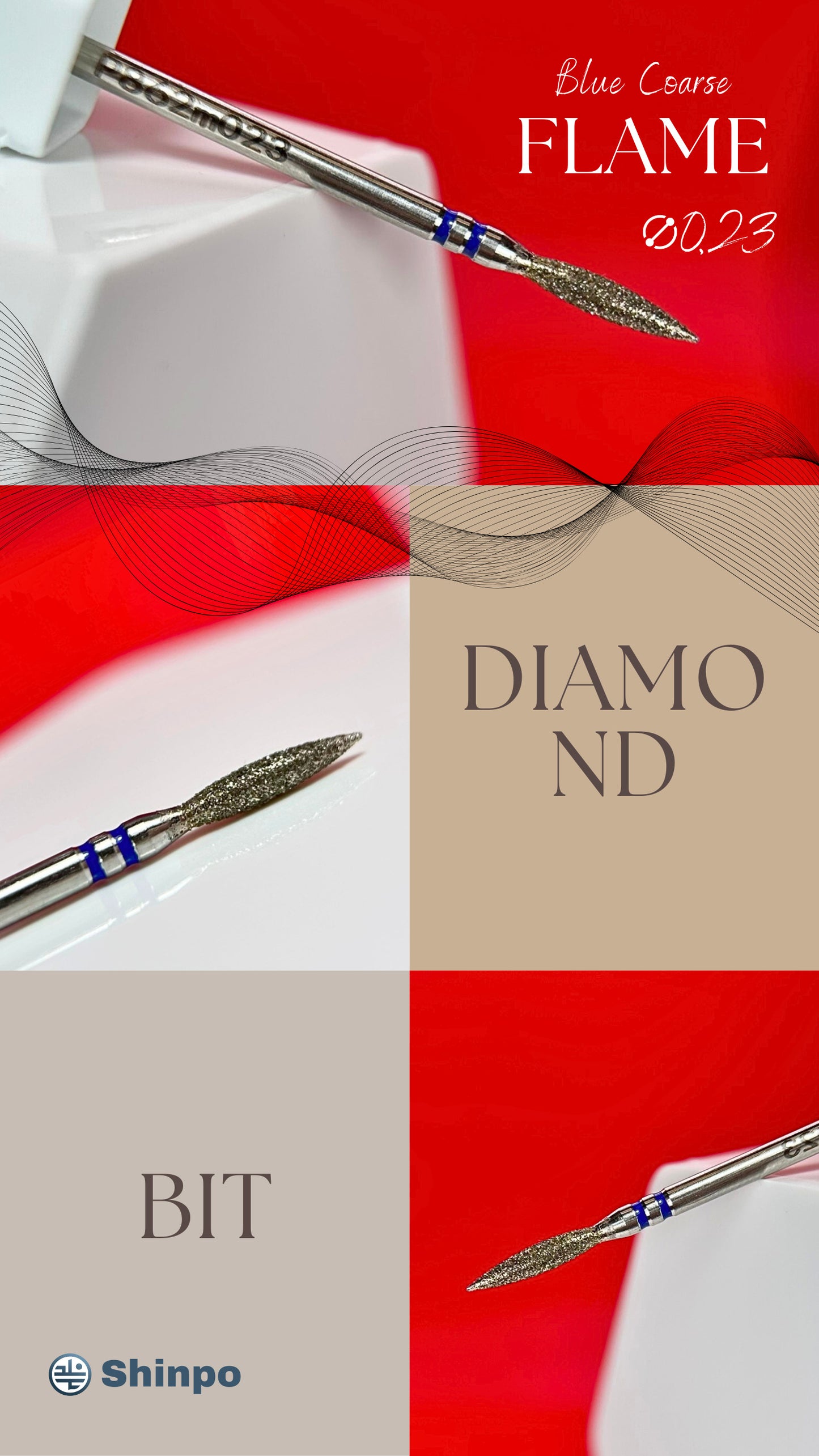 Flame Ø0.23 mm | E-File Diamond Nail Drill Bit | Blue Coarse Grit