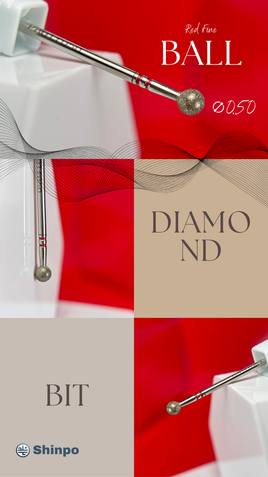Diamond Bit Ball E-File Nail Drill Bit D-050 - Red Fine Grit