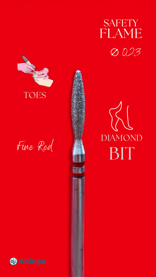 SF Flame Ø0.23 mm | E-File Diamond Nail Drill Bit | Red Fine Grit