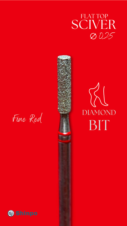 Flat Top Sciver Ø0.25 mm | E-File Diamond Nail Drill Bit | Red Fine Grit