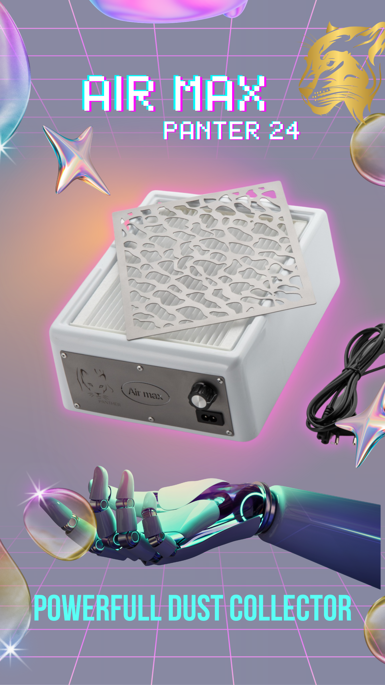 Nail Vacuum Dust Collector Panter'24 Air MAX (silver)