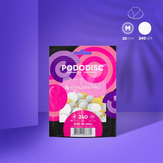 PDFS-20-240w White disposable files with a soft foam layer for pedicure disc PODODISC STALEKS PRO M 240 grit (50 pcs)