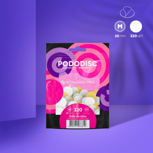 PDFS-20-320w White disposable files with a soft foam layer for pedicure disc PODODISC STALEKS PRO M 320 grit (50 pcs)