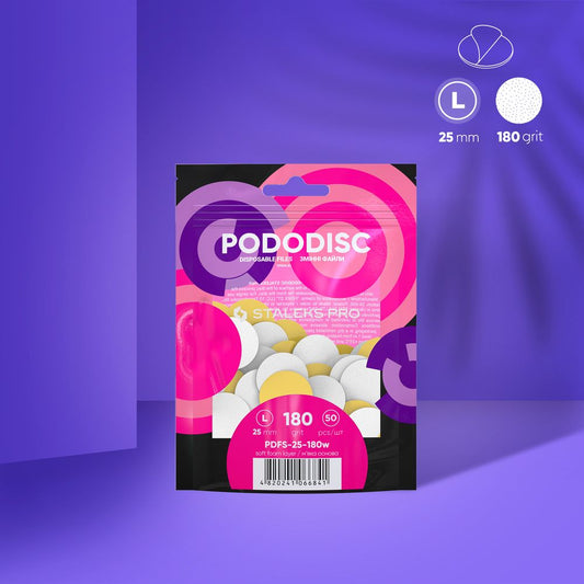 PDFS-25-180w White disposable files with a soft foam layer for pedicure disc PODODISC STALEKS PRO L 180 grit (50 pcs)