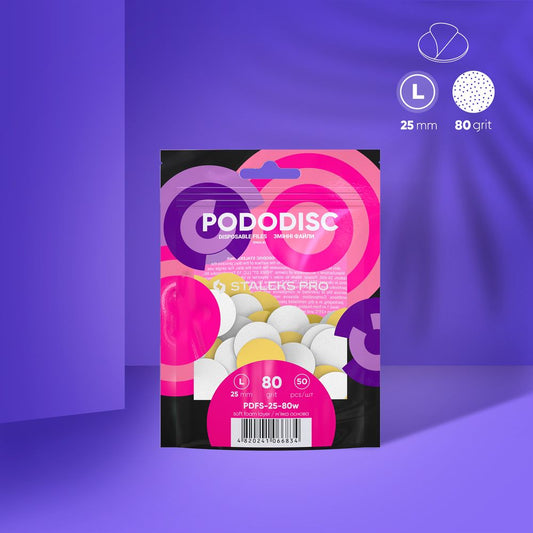 PDFS-25-80w White disposable files with a soft foam layer for pedicure disc PODODISC STALEKS PRO L 80 grit (50 pcs)