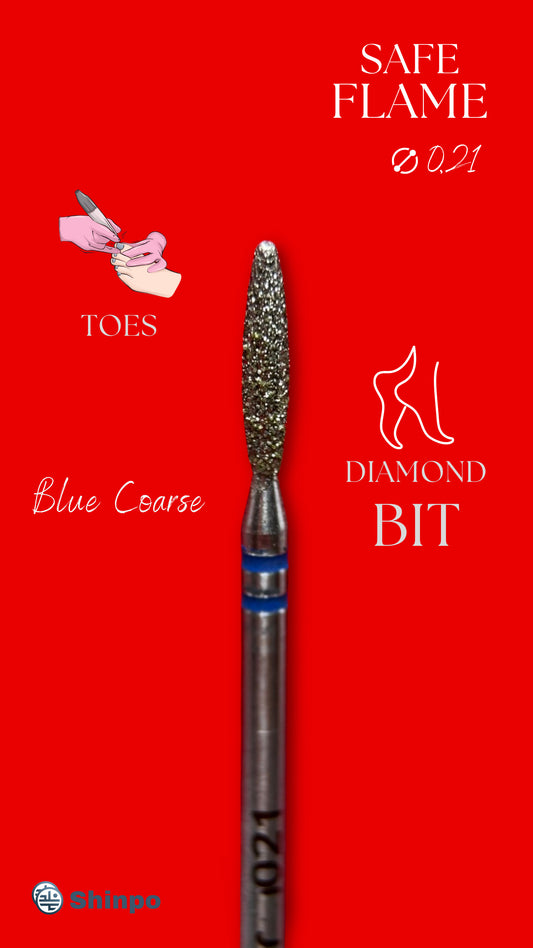 Safe Flame Ø0.21 mm | E-File Diamond Nail Drill Bit | Blue Coarse Grit