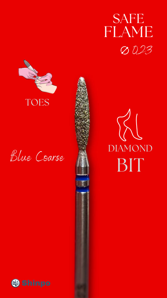 Safe Flame Ø0.23 mm | E-File Diamond Nail Drill Bit | Blue Coarse Grit