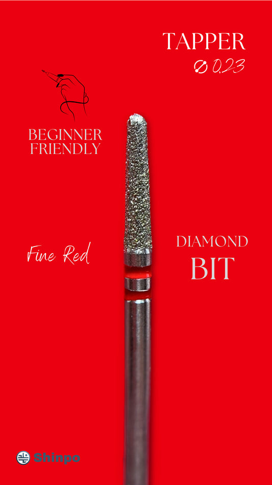 Tapper Ø0.23 mm | E-File Diamond Nail Drill Bit | Red Fine Grit