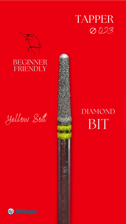 Tapper Ø0.23 mm | E-File Diamond Nail Drill Bit | Yellow Soft Grit