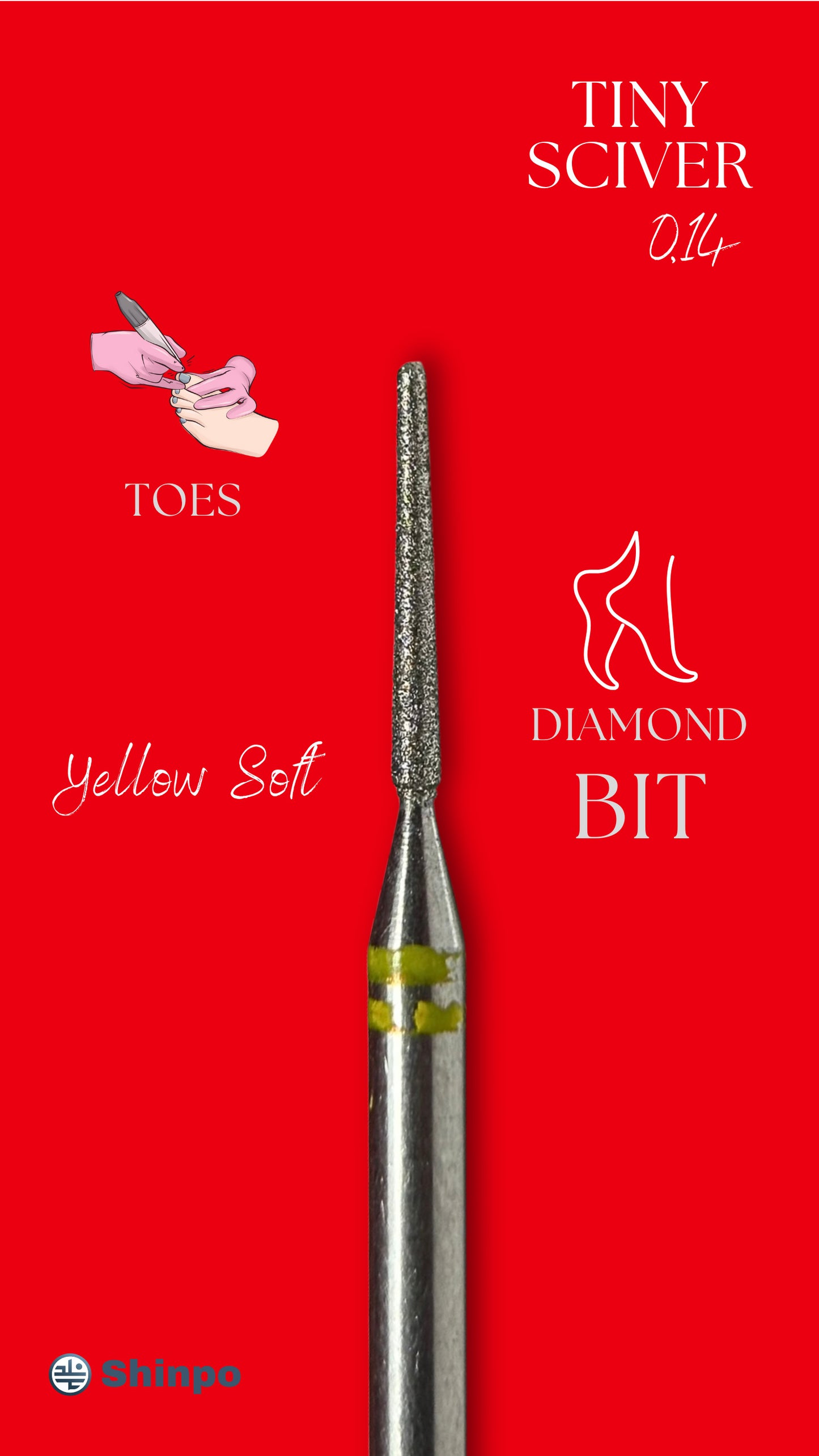 Tiny Sciver Ø0.14 mm | E-File Diamond Nail Drill Bit | Yellow Soft Grit