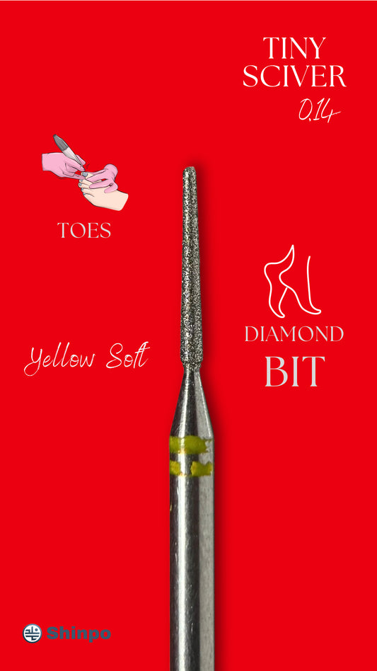 Tiny Sciver Ø0.14 mm | E-File Diamond Nail Drill Bit | Yellow Soft Grit