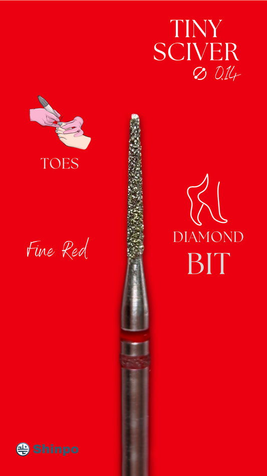 Tiny Sciver Ø0.14 mm | E-File Diamond Nail Drill Bit | Red Fine Grit