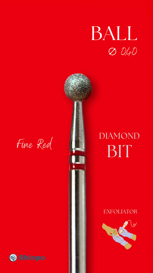 Ball Ø0.40 mm | E-File Diamond Nail Drill Bit | Red Fine Grit