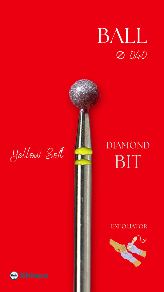 Ball Ø0.40 mm | E-File Diamond Nail Drill Bit | Yellow Soft Grit