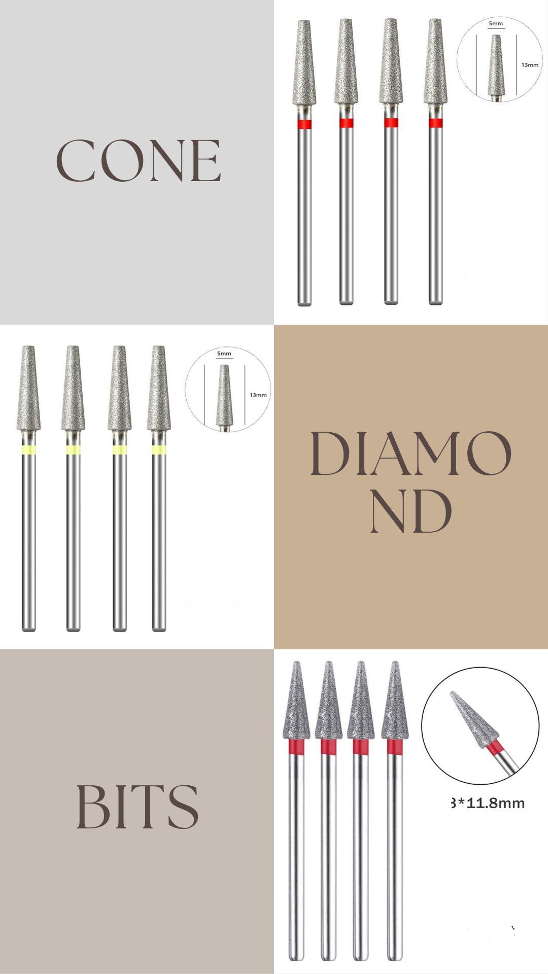 Diamond E-file Nail Bits Cone