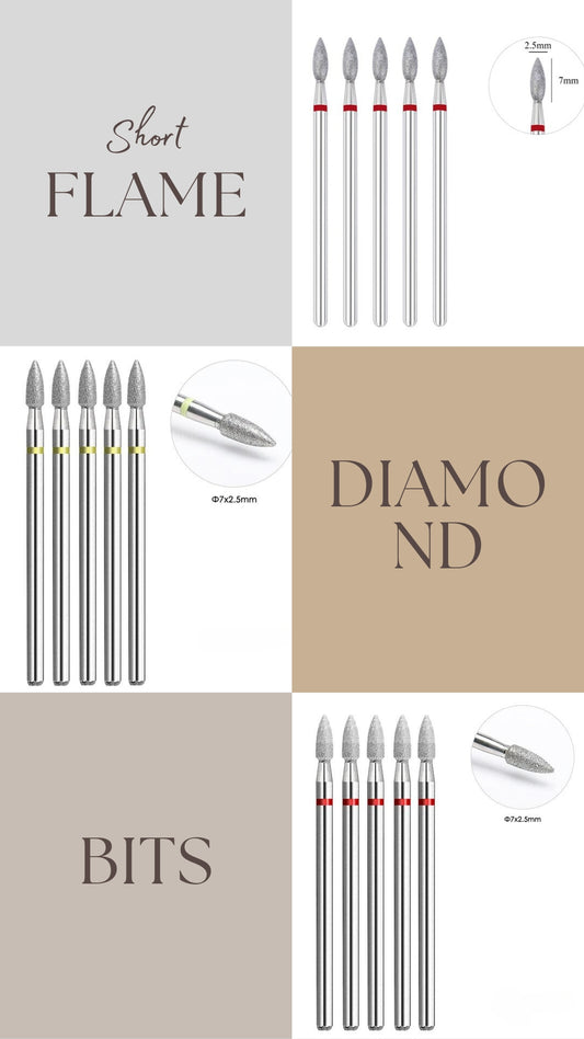 Diamond E-file Nail Bits Short Flame