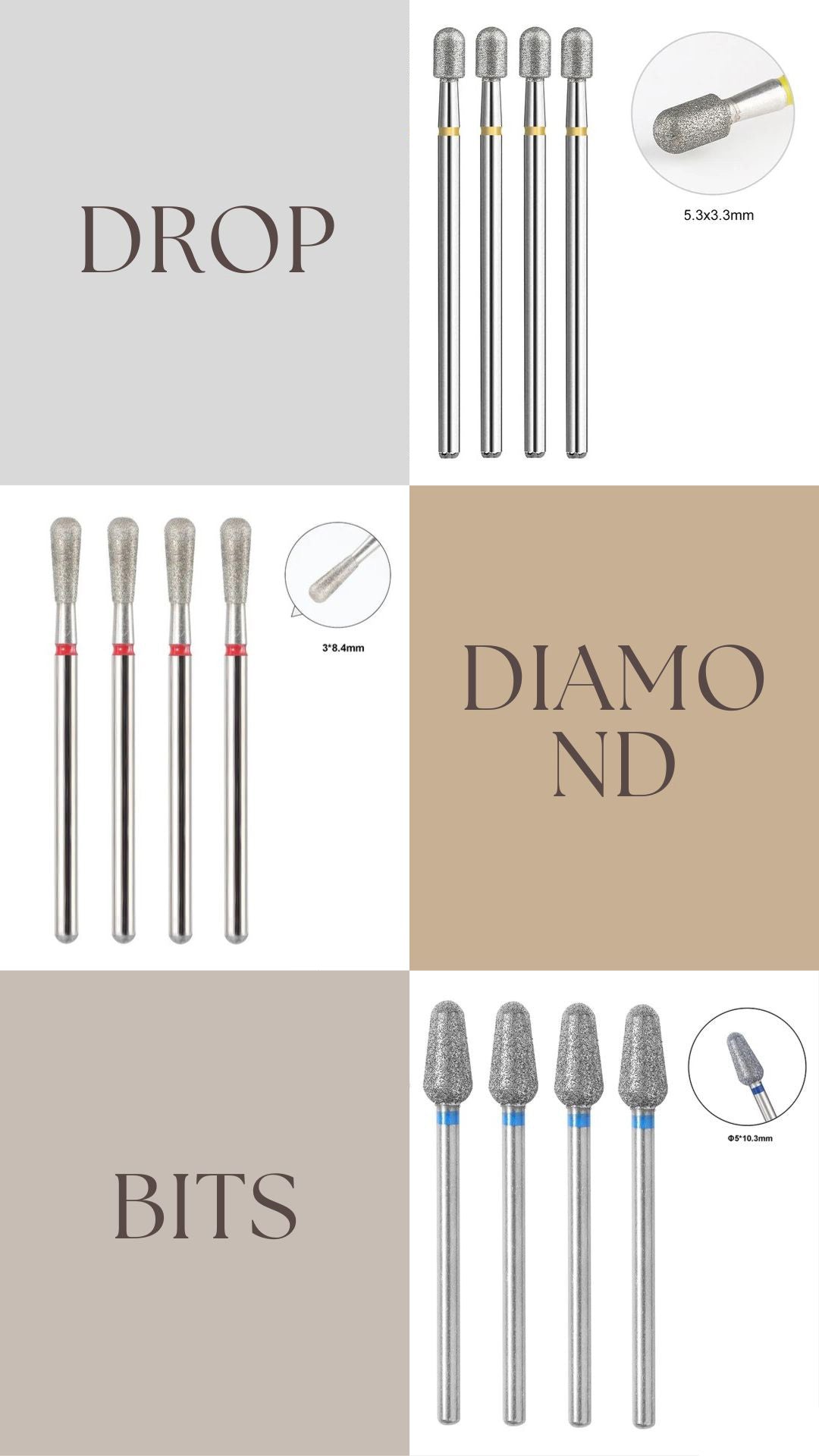 Diamond E-file Nail Bits Pear & Bud