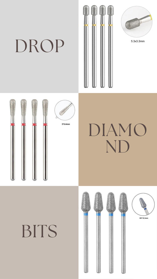 Diamond E-file Nail Bits Pear & Bud