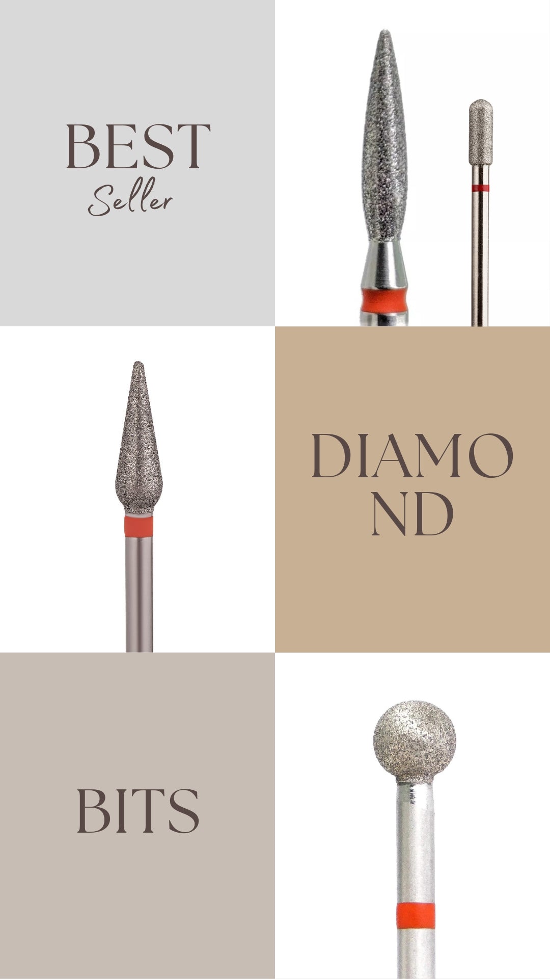 Diamond E-file Nail Bits: Classic Flame | Cone | Ball | Cylinder
