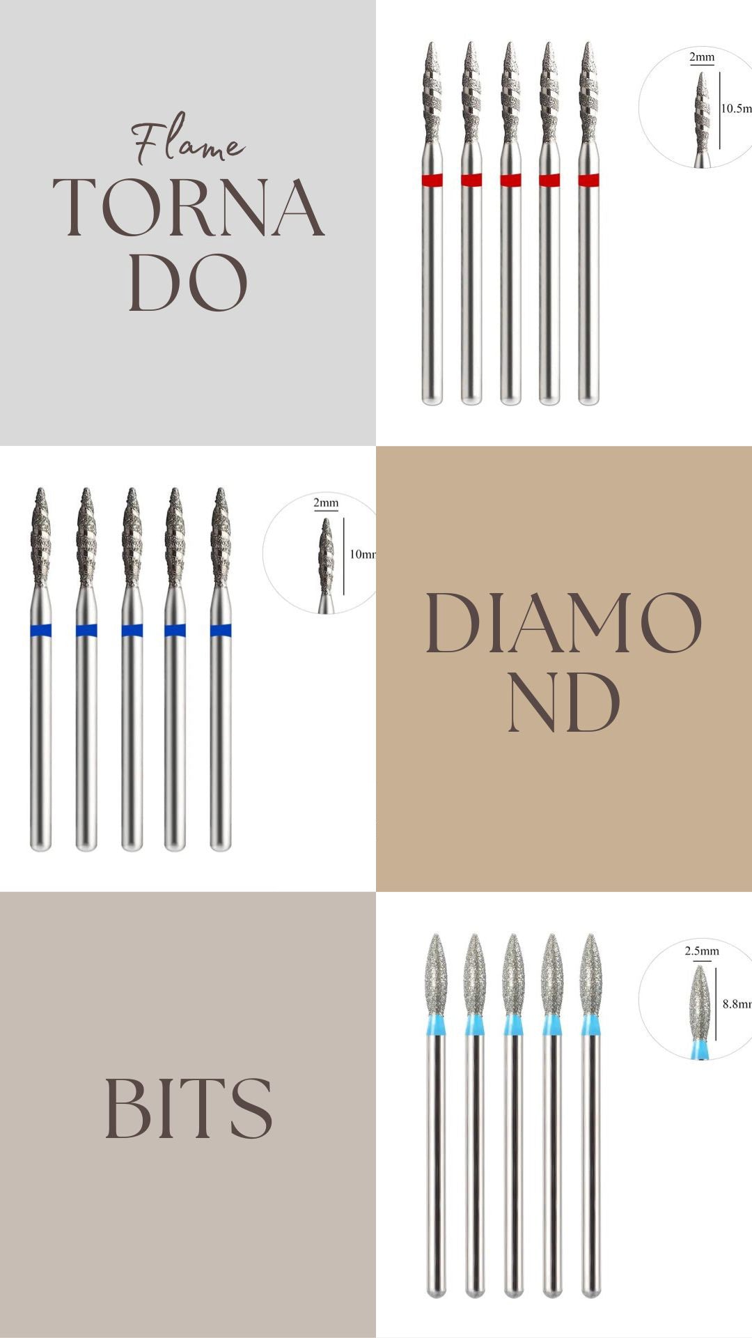Diamond E-file Nail Bits Flame Tornado