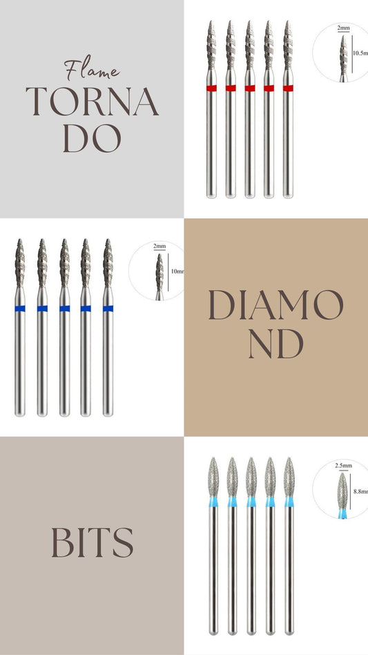 Diamond E-file Nail Bits Flame Tornado
