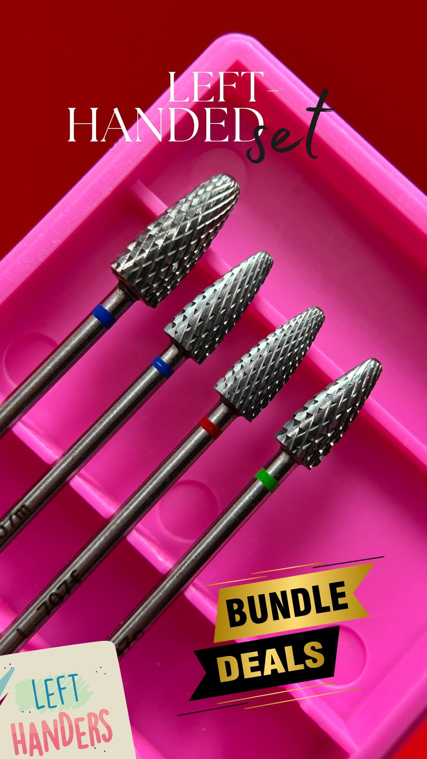 Left-Handed Set  | Carbide Nail Drill Bits Bundle - Remove Acrylic Hard Soft Gel Quickly and Safely