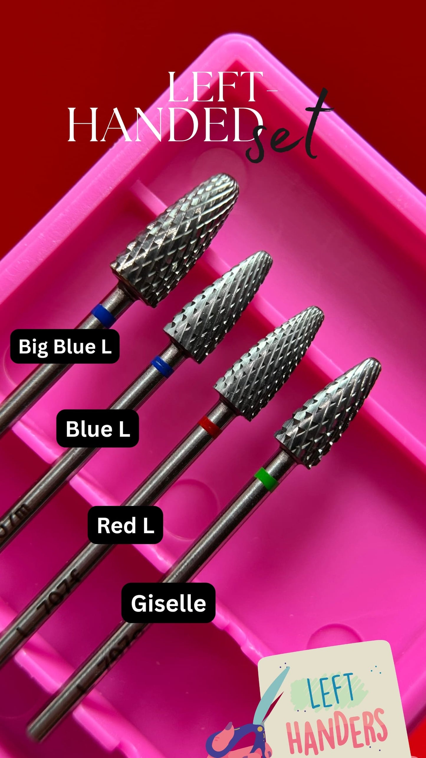 Left-Handed Set  | Carbide Nail Drill Bits -  Remove Acrylic Hard Soft Gel Quickly and Safely
