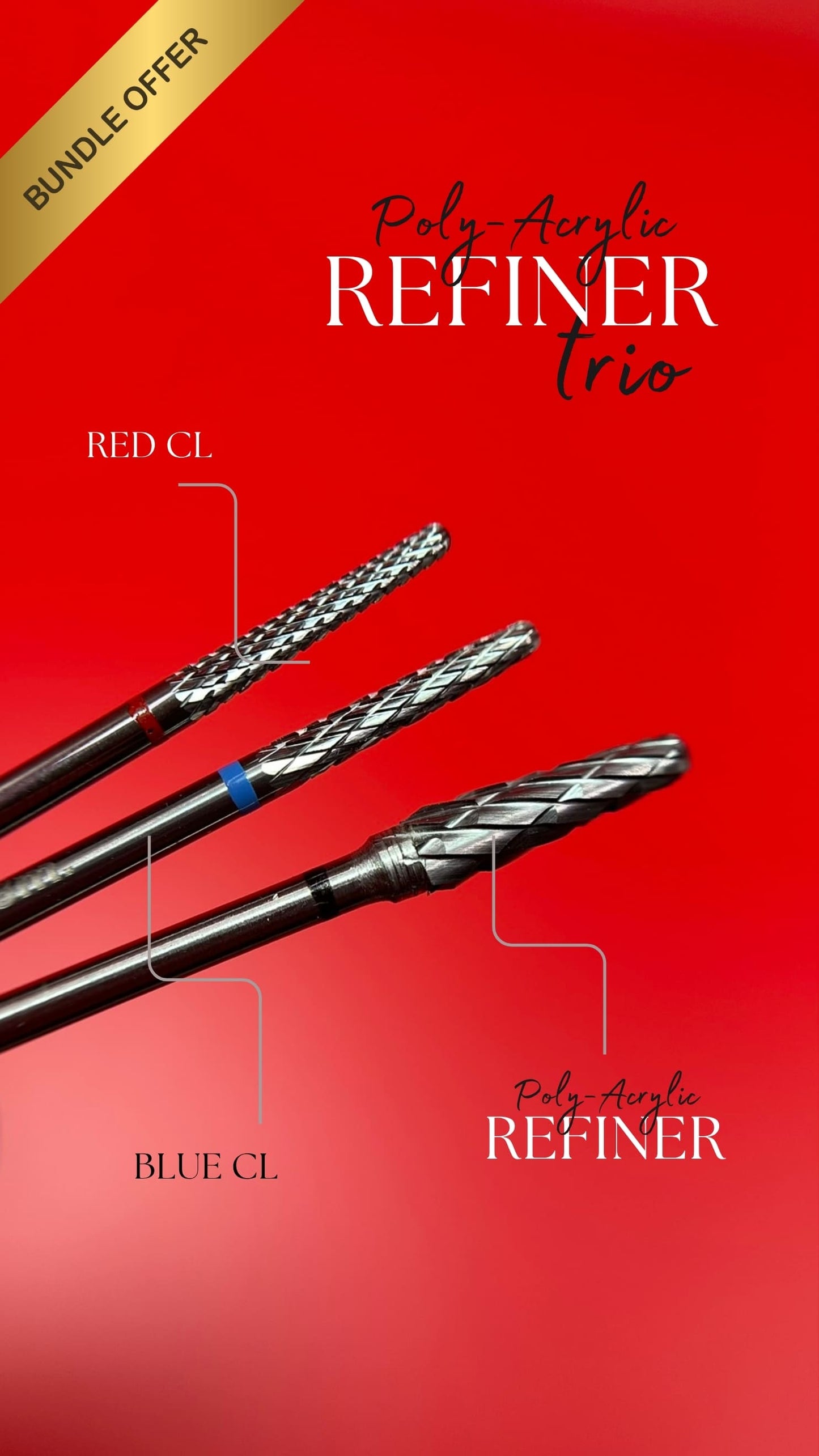 Poly-Acrylic Refiner Bundle | Carbide Nail Drill Bit - Remove Acrylic Hard Gel, Refine Under Nail