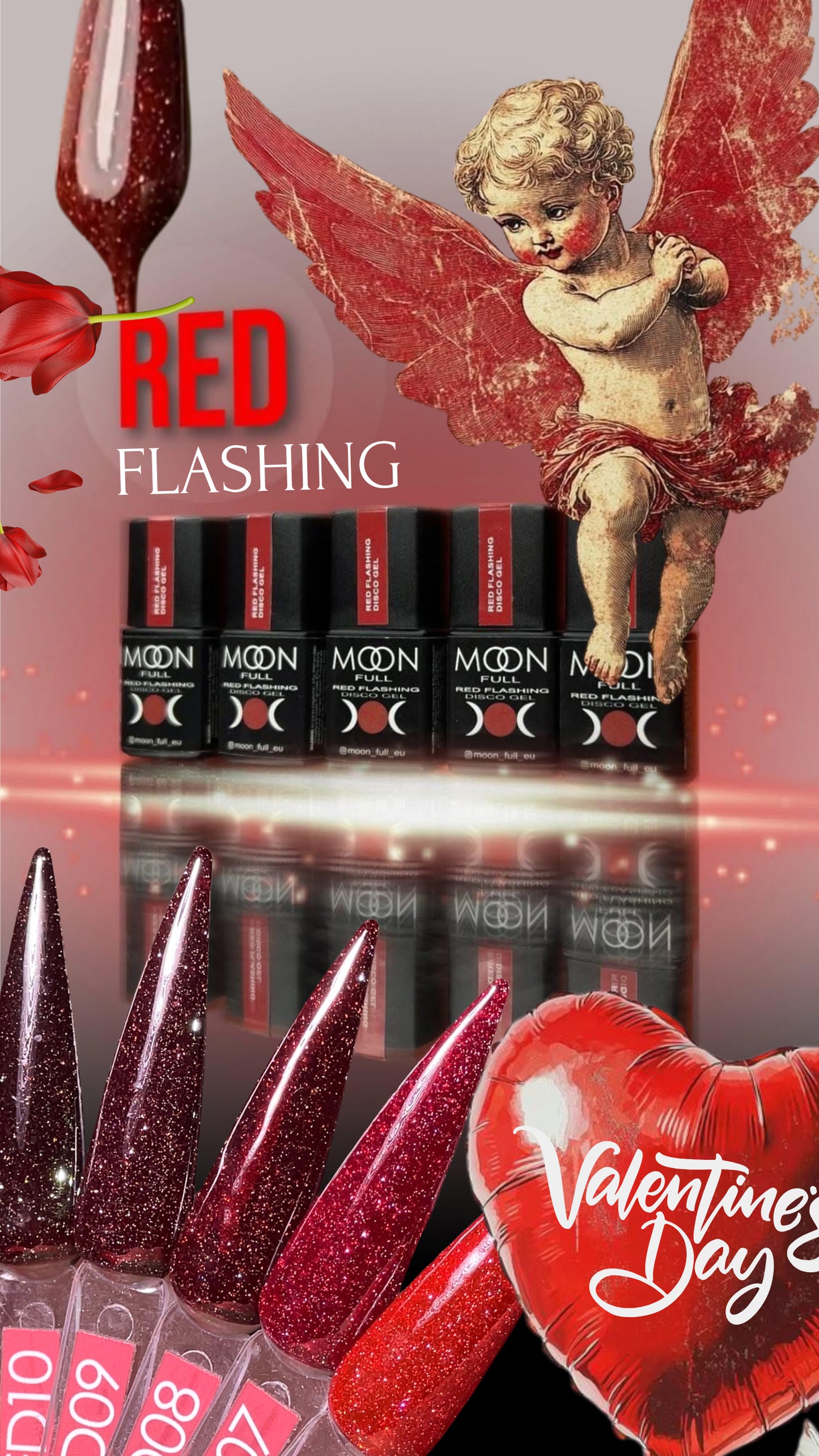 Valentine's Red Flashing Gel Polish Collection