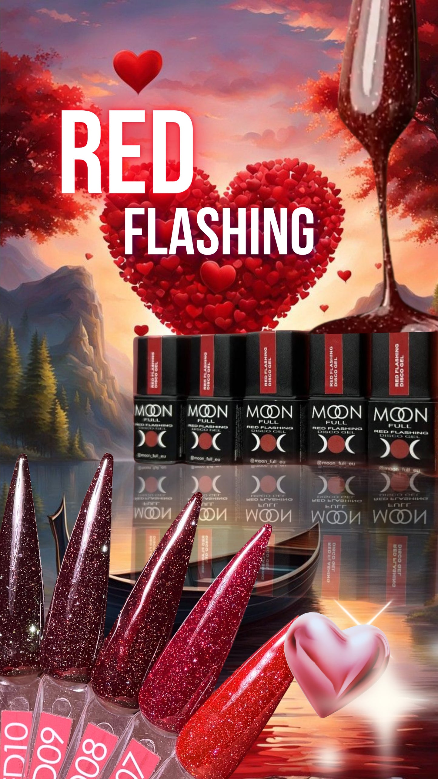 Valentine's Red Flashing Gel Polish Collection